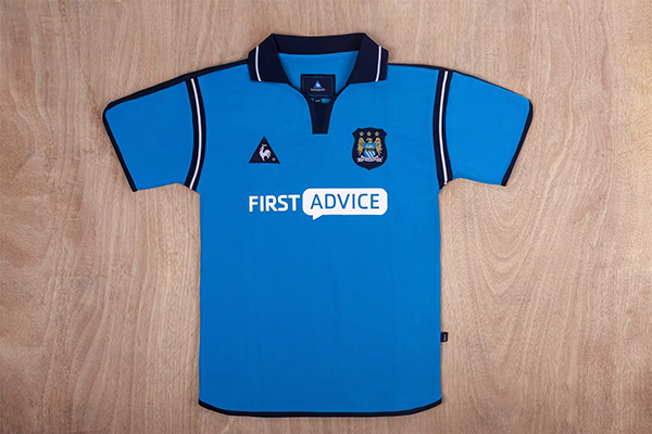 2002-2003 Season Manchester City Home Blue Color Football Retro Jersey