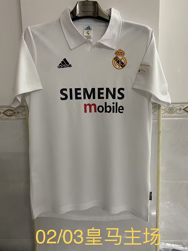 2002-2003 Season Real Madrid Home White Color Football Retro Jersey