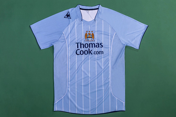 2007-2008 Season Manchester City Home Blue Color Football Retro Jersey