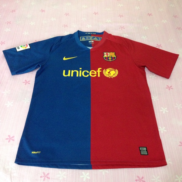 2008-2009 Season Barcelona Home Red-Blue Color Soccer Retro Jerseys