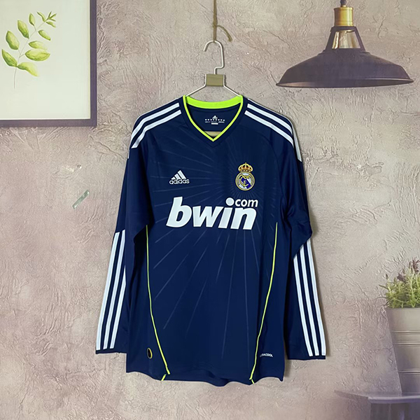 2010-2011 Season Real Madrid Away Blue Color Long Sleeve Football Retro Jersey