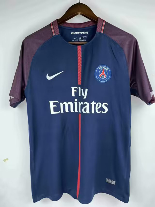 2017-2018 Season Paris Saint Germain Home Blue Color Football Retro Jersey