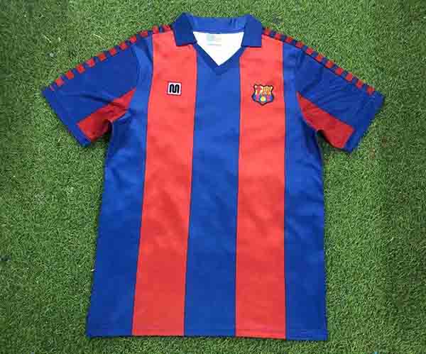 1982-1984 Season Barcelona Home Red-Blue Color Football Retro Jersey