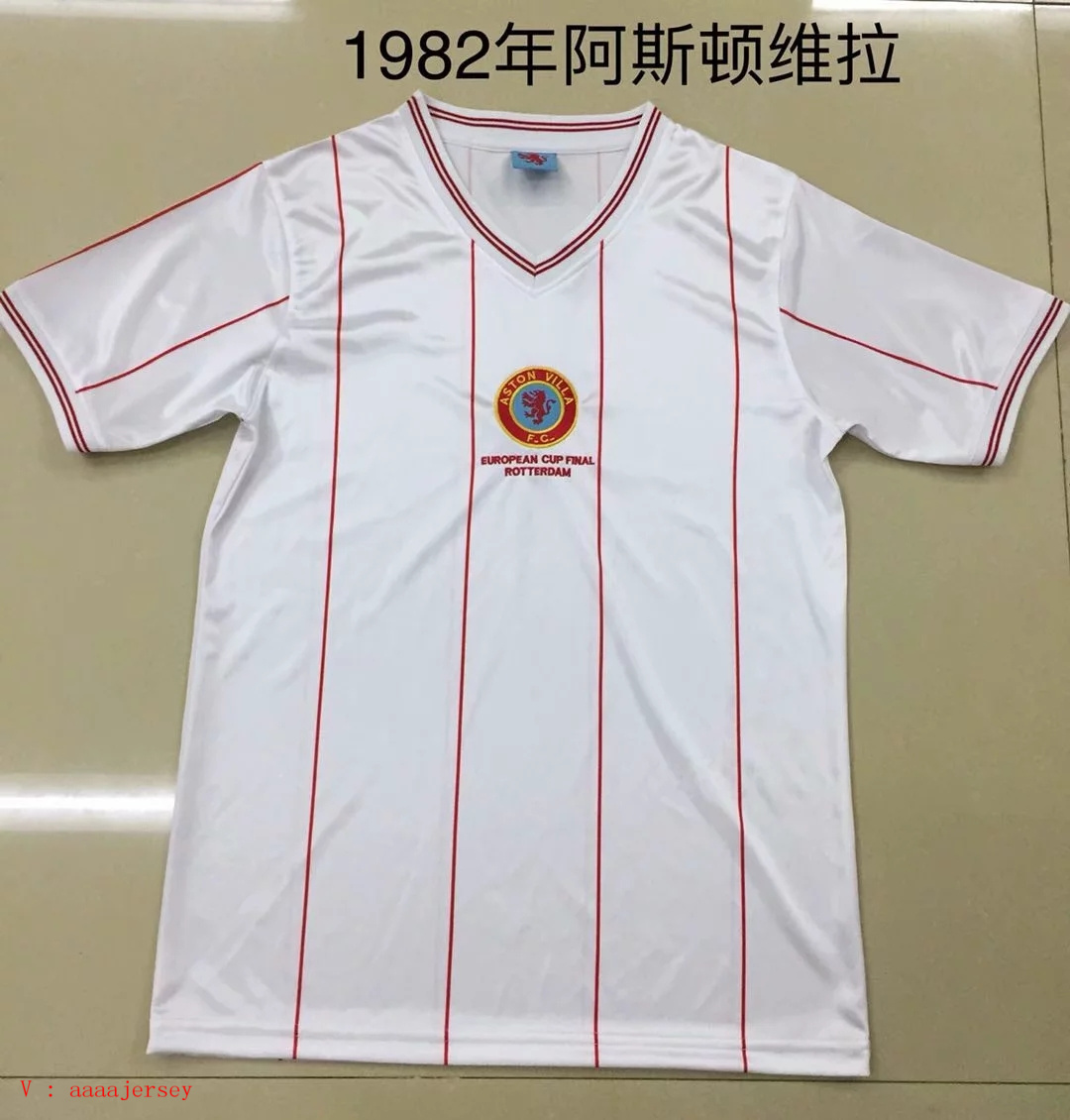 1982 Season Aston Villa Away White Color Soccer Jersey Villa Retro Jerseys