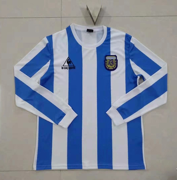 1986 World Cup Argentina Home Blue-White Football Retro Jersey