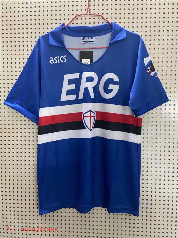 1990-1991 Season Sampdoria Home Blue Color Football Shirt Sampdoria Retro Jersey