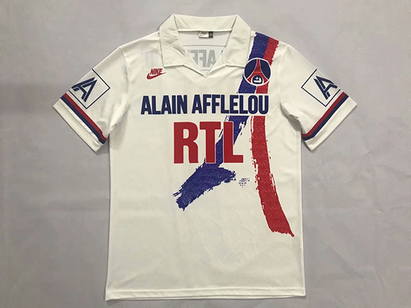 1990-1991 Season Paris Saint Germain Away White Color Football Retro Jersey