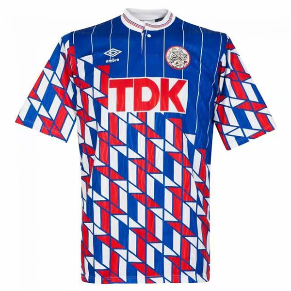 1990 Season Ajax Away Red-Blue Color Football Shirt Top Thailand Quality Ajax Retro Jersey