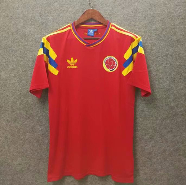 1990 World Cup Colombia Away Red Color Football Shirt Top Thailand Quality Colombia Retro Jersey