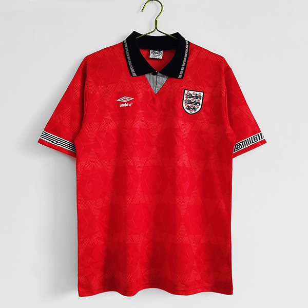 1990 Season England Away Red Color Football Retro Jersey