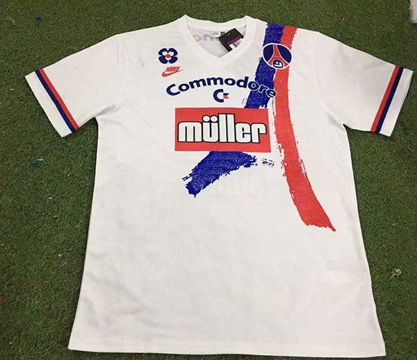 1991-1992 Season Paris Saint Germain Away White Color Football Retro Jersey