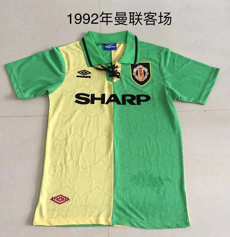 1992-1994 Season Manchester United Away Green Color Football Shirt Top Thailand Quality Man United Retro Jersey