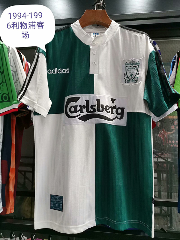 1994-1996 Season Liverpool Away Gren-White Football Retro Jersey