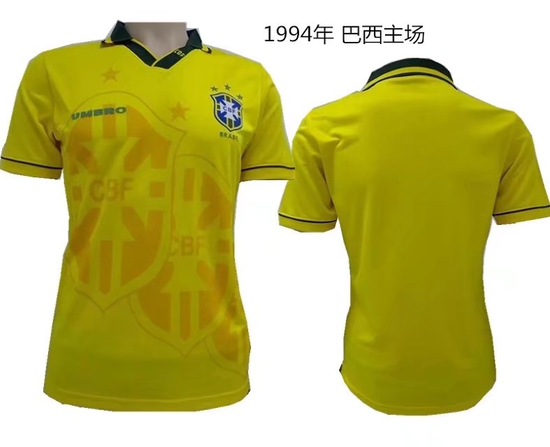 1994 World Cup Brazil Home Yellow Color Soccer Jersey Top Thailand Quality Brasil Retro Jerseys