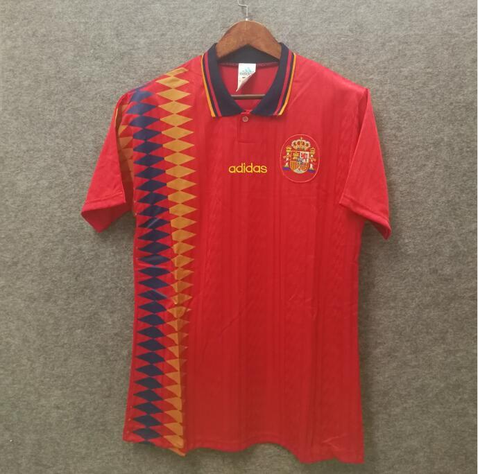 1994 Season Spain Home Red Color Football Shirt Top Thailand Quality Spain Retro Jersey