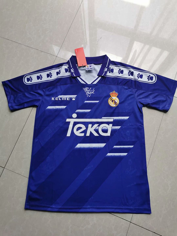 1995-1996 Season Real Madrid Away Blue Color Football Shirt Top Thailand Quality Real Madrid Retro Jersey