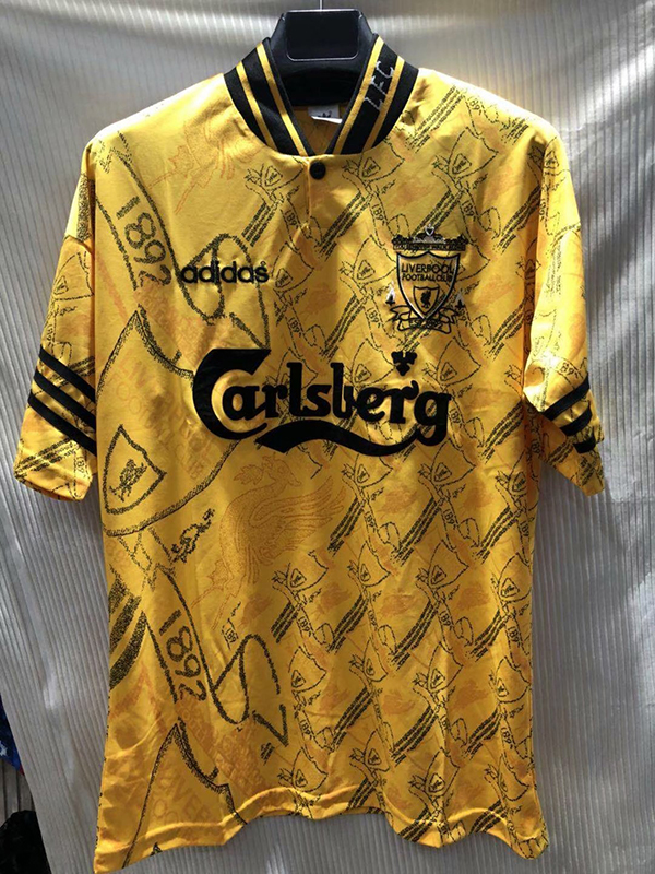 1994-1996 Season Liverpool Third Yellow Color Football Retro Jersey