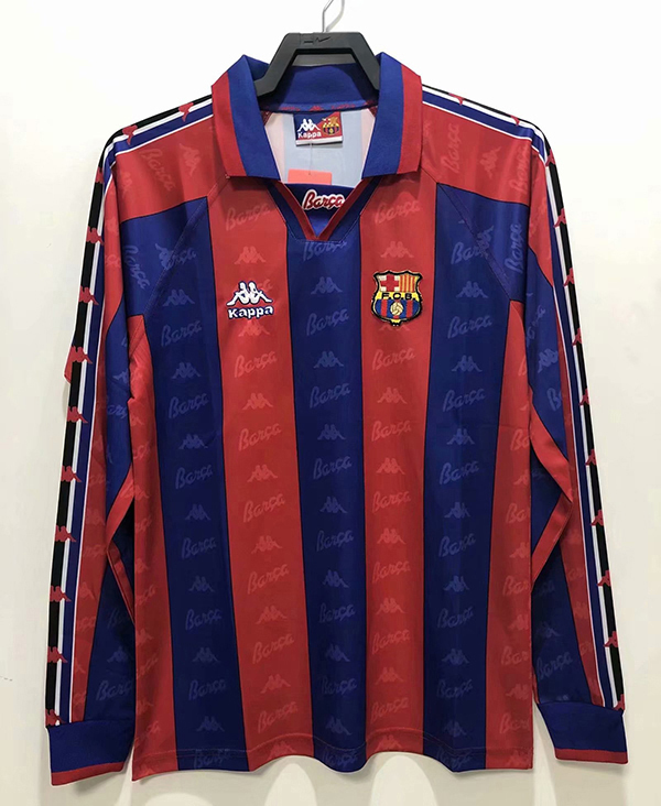 1996-1997 Season Barcelona Home Long Sleeve Football Retro Jersey