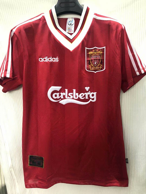 1996-1997 Season Liverpool Home Red Color Football Retro Jersey