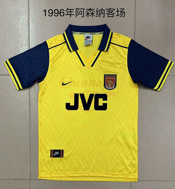 1996 Season Arsenal Away Yellow Color Soccer Retro Jerseys