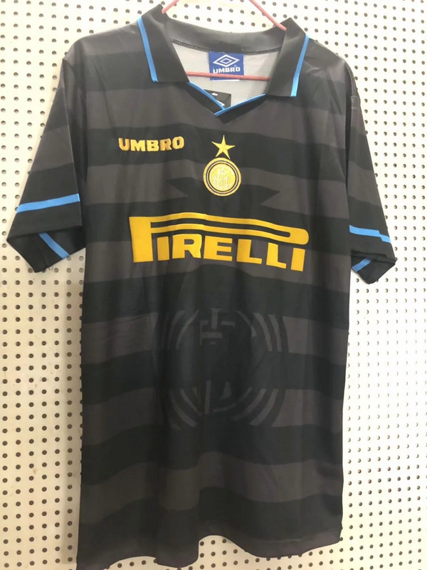 1997-1998 Season Inter Milan Away Black Color Football Shirt Top Thailand Quality Inter Milan Retro Jersey