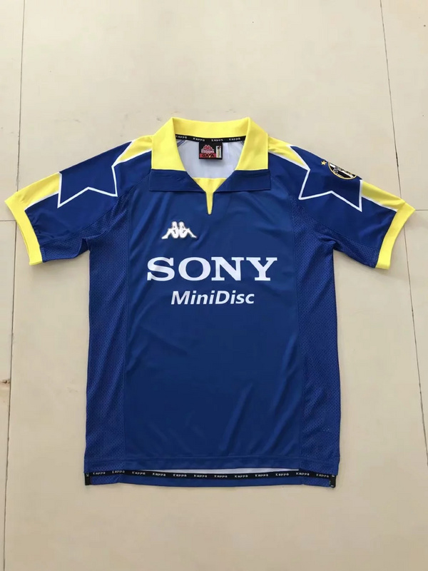 1997-1998 Season Juventus Away Blue Color Football Shirt