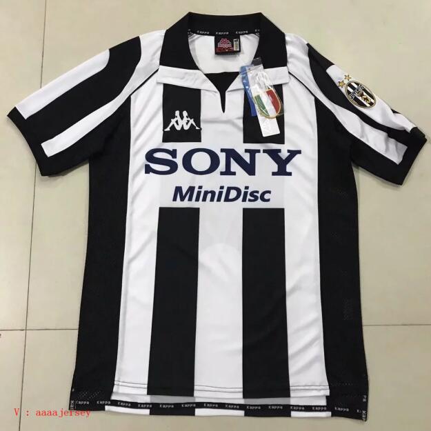 1997-1998 Season Juventus Home Black-White Color Football Shirt