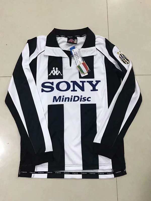 1997-1998 Season Juventus Home Black-White Long Sleeve Football Shirt