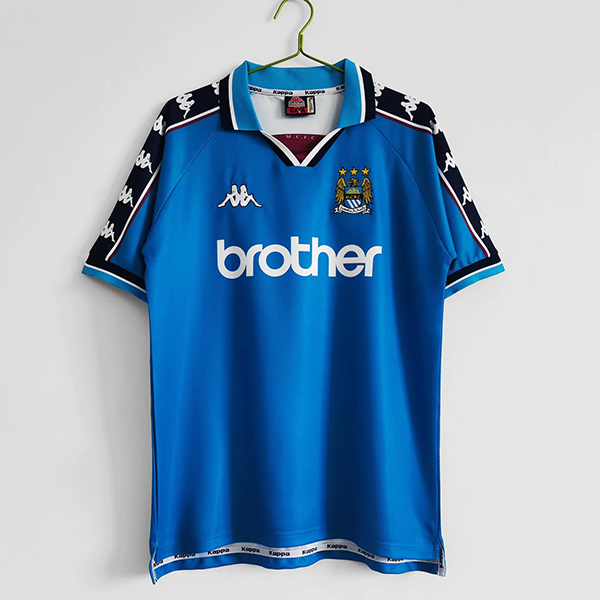 1998-1999 Season Manchester City Home Blue Color Football Retro Jersey