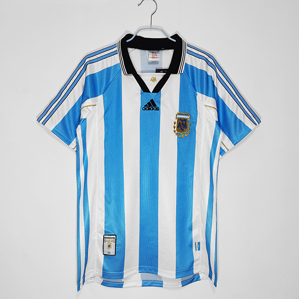 1998 Season Argentina Home Blue-White Football Retro Jersey