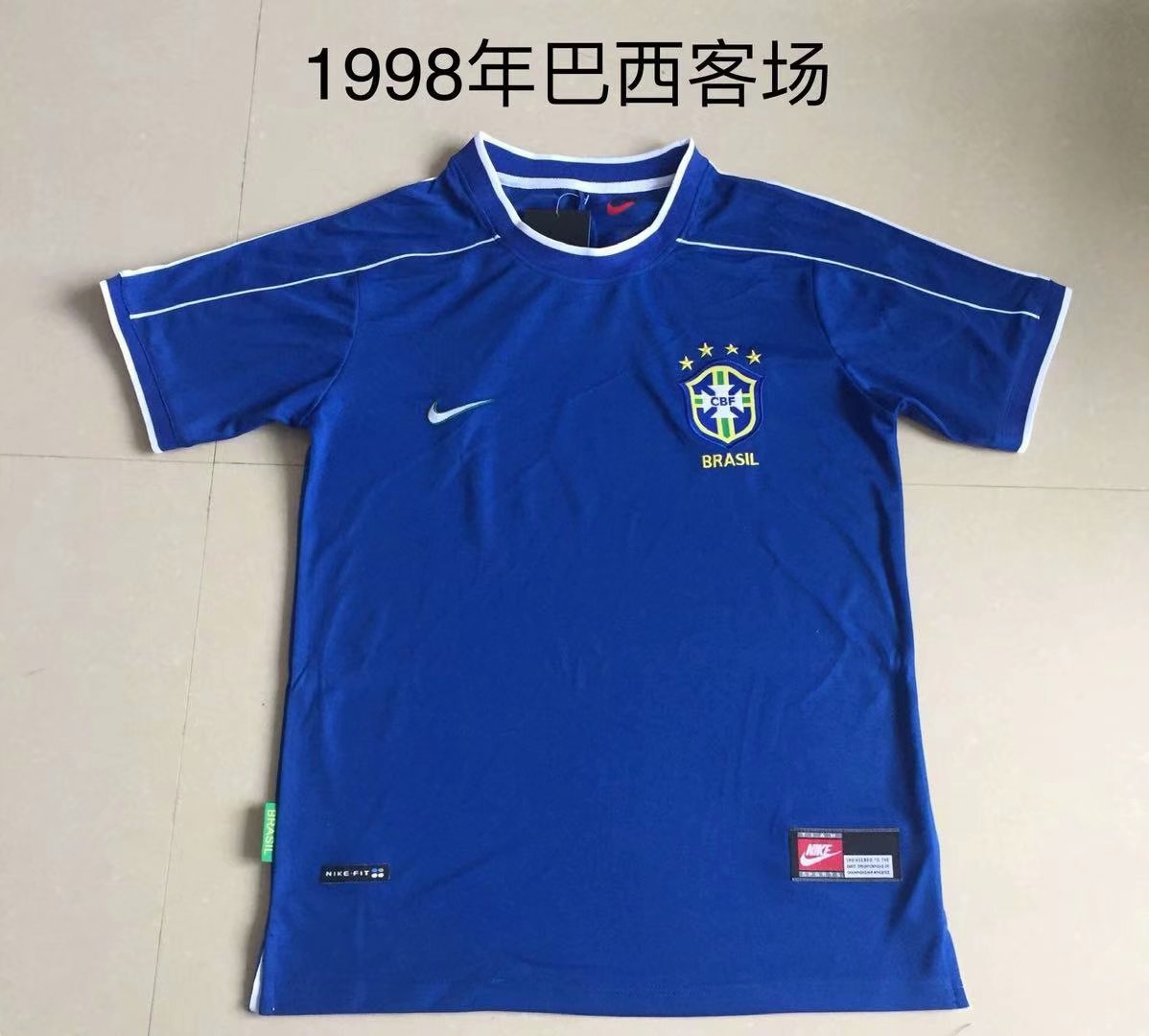 1998 Season Brazil Away Blue Color Football Shirt Top Thailand Quality Brazil Retro Jersey