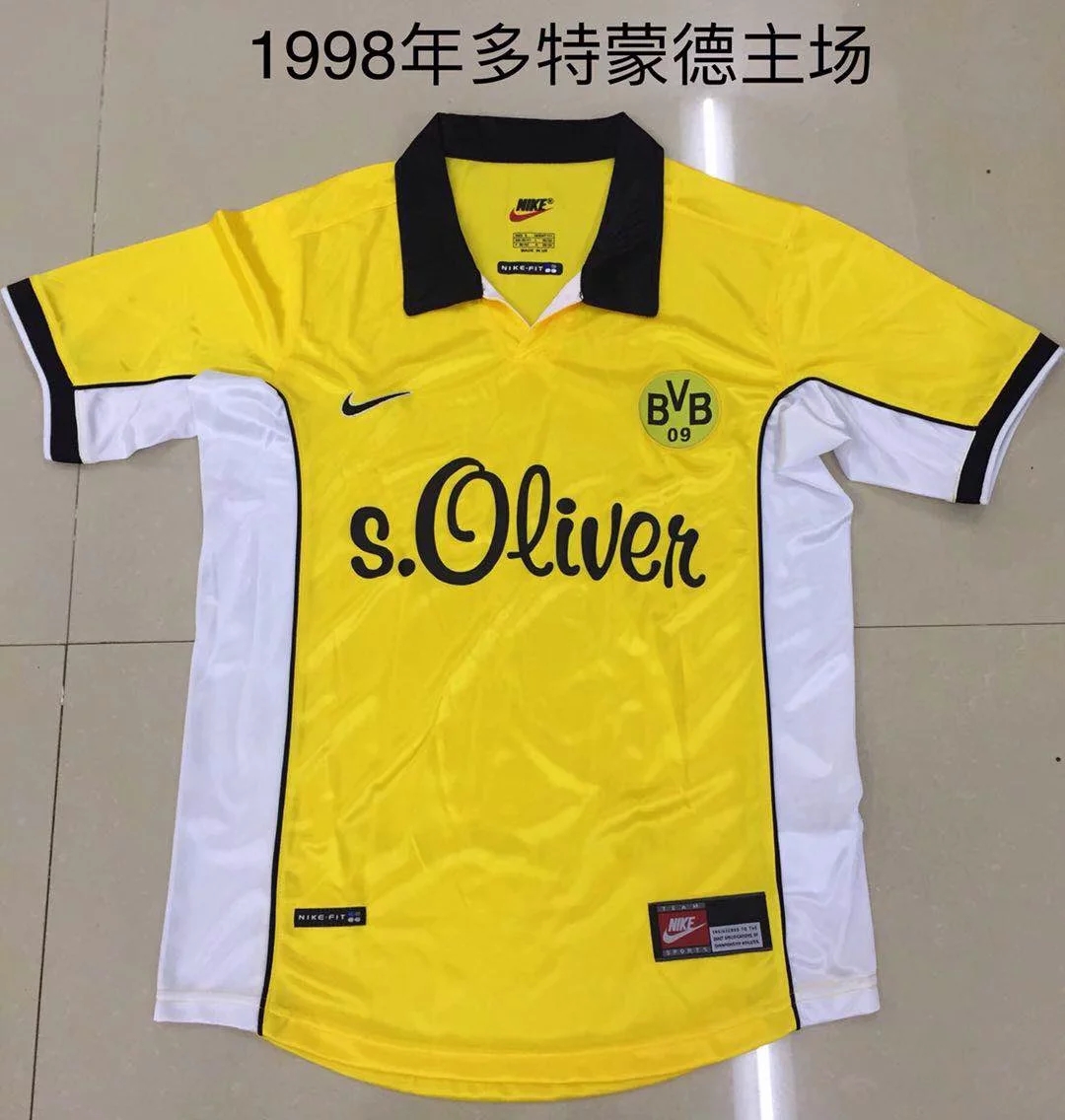 1998 Season Dortmund Home Yellow Color Football Shirt Top Thailand Quality BVB Retro Jersey