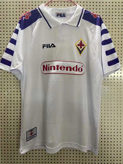 1998-1999 Season Fiorentina Away White Color Football Shirt Top Thailand Quality Fiorentina Retro Jersey