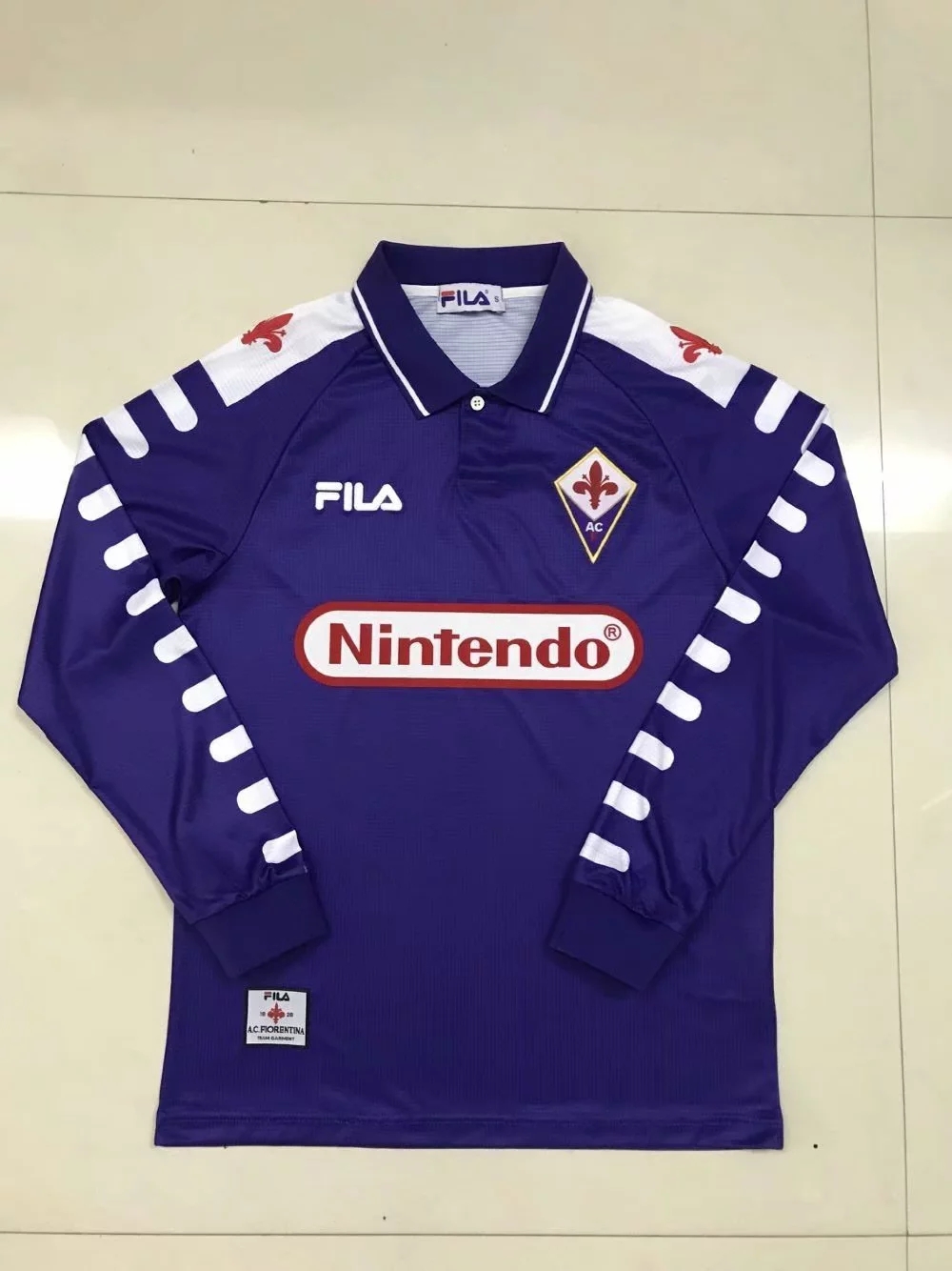 1998 Season Fiorentina Home Purple Color Long Football Shirt Top Thailand Quality Fiorentina Retro Jersey