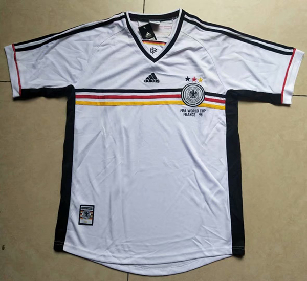 1998 World Cup Germany Home White Color Football Retro Jersey