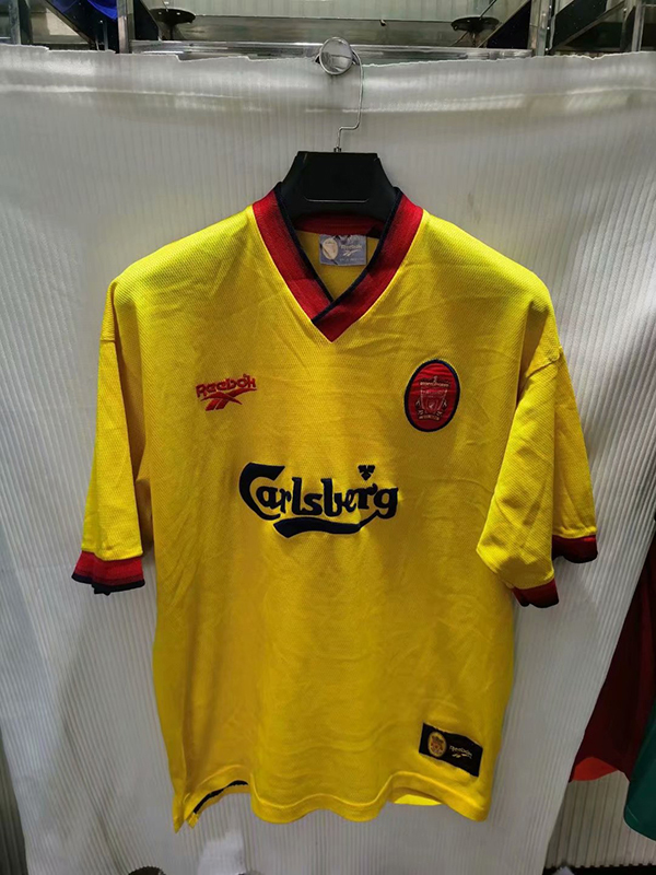 1998 Season Liverpool Away Yellow Color Football Retro Jersey