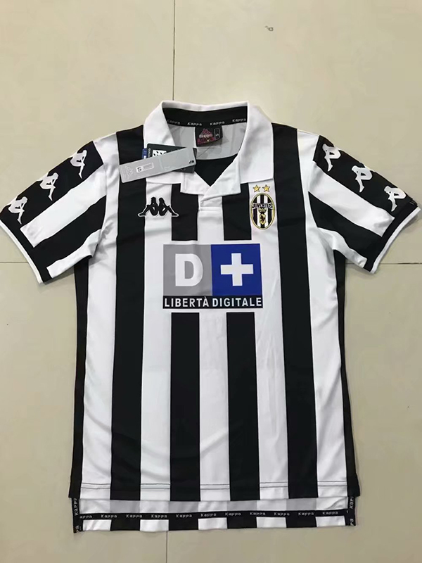 1999-2000 Season Juventus Home Black-White Color Football Shirt