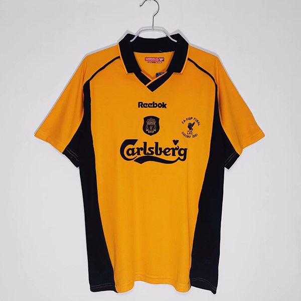 2000-2001 Season Liverpool Away Yellow Color Football Retro Jersey