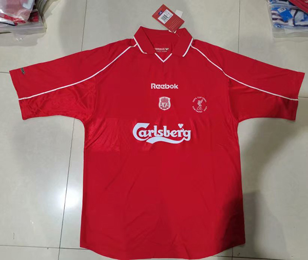 2000-2001 Season Liverpool Home Red Color Football Retro Jersey