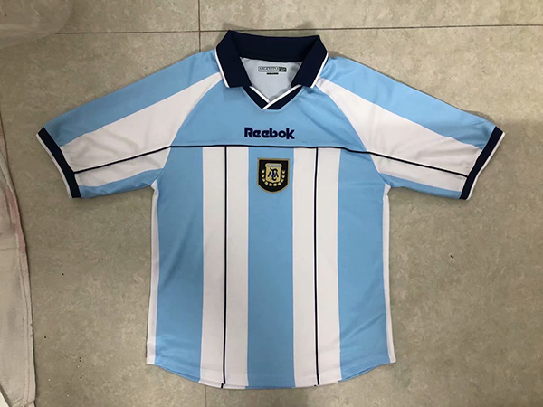 2000-2001 Season Argentina Home Blue-White Football Retro Jersey