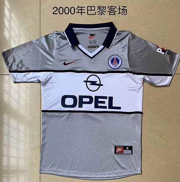 2000 Season Paris Saint Germain Away Grey Color Football Retro Jersey