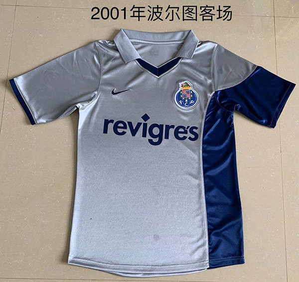 2001 Season Porto Away Grey Color Football Shirt Top Thailand Quality Porto Retro Jersey