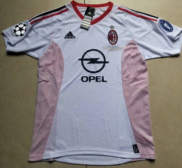 2002-2003 Season AC Milan Away White Color Football Shirt Top Thailand Quality AC Milan Retro Jersey