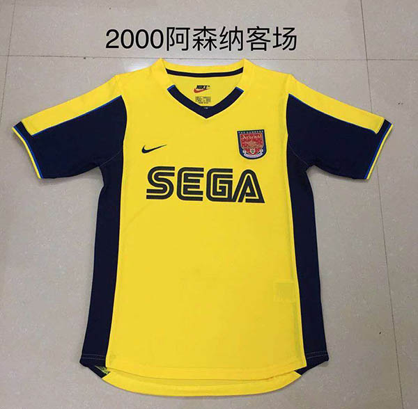 2000 Season Arsenal Away Yellow Color Football Retro Jersey