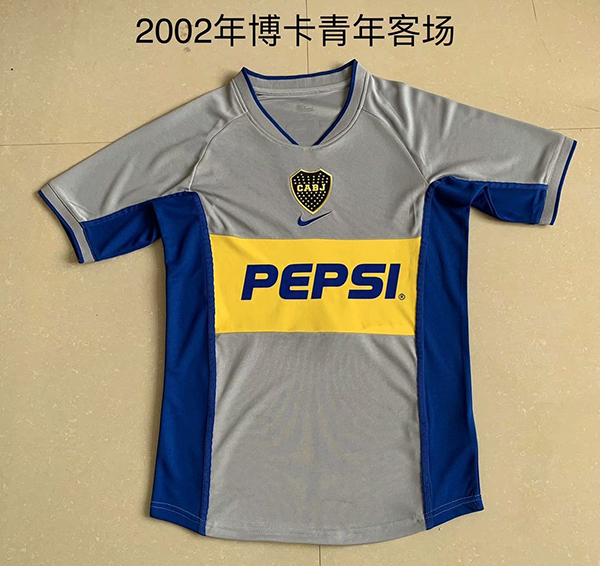 2002 Season Boca Juniors Away Grey Color Football Shirt Top Thailand Quality Boca Juniors Retro Jersey