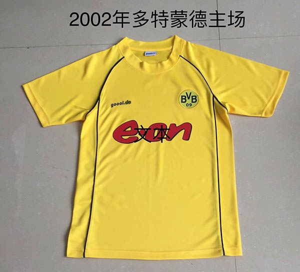 2002 Season Dortmund Home Yellow Color Football Shirt Top Thailand Quality BVB Retro Jersey