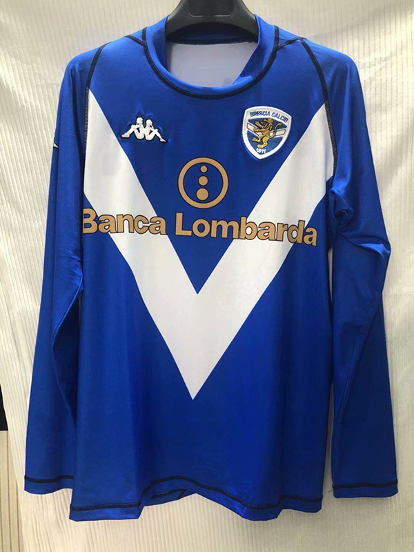 2003-2004 Season Brescia Home Blue Color Long Sleeve Football Shirt Brescia Retro Jersey