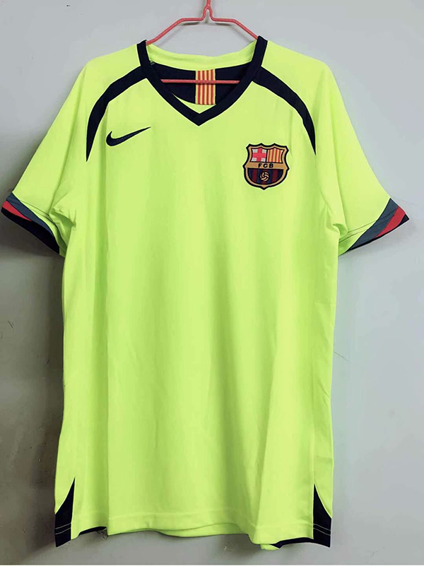 2005-2006 Season Barcelona Away Green Color Football Retro Jersey