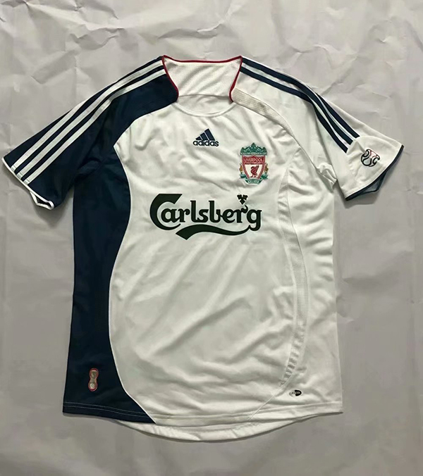 2006-2007 Season Liverpool Away White Color Football Retro Jersey