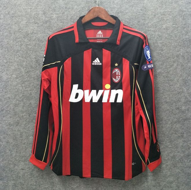 2006-2007 Season AC Milan Home Red-Black Color Football Shirt Long Sleeve AC Milan Retro Jersey